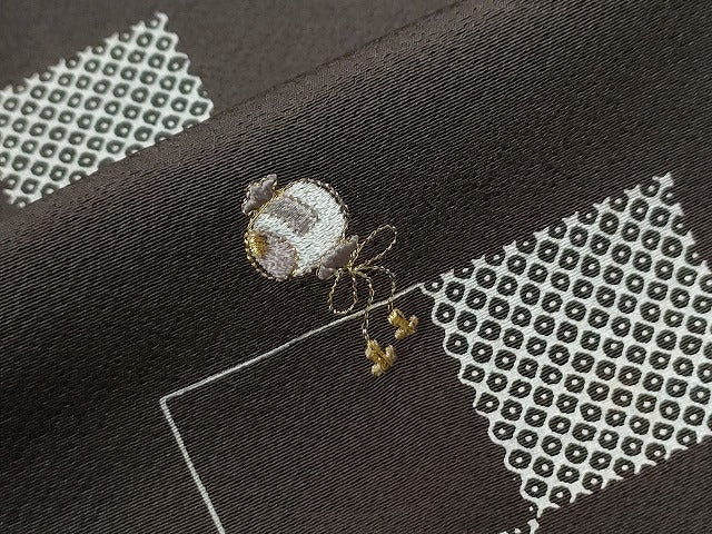 平和屋着物●訪問着　刺繍　市松瓢箪文箱宝尽くし　金糸　正絹　逸品　CABM3944yc