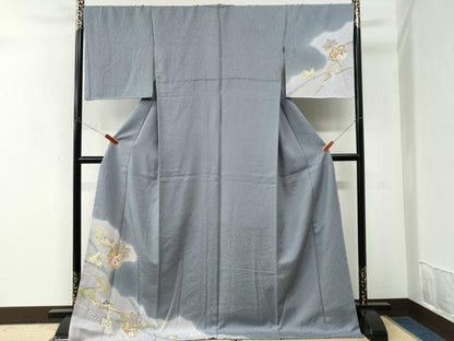 平和屋着物●訪問着　竜田川毬貝桶花文　金彩　ロング丈　正絹　逸品　未使用　CABM3945yc