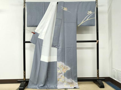 平和屋着物●訪問着　竜田川毬貝桶花文　金彩　ロング丈　正絹　逸品　未使用　CABM3945yc