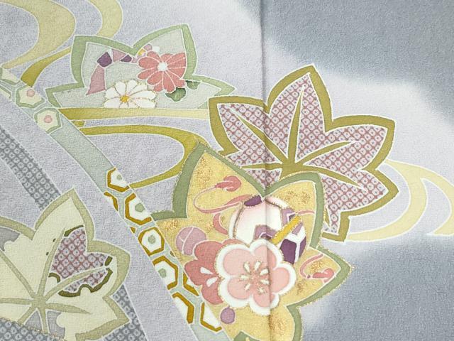 平和屋着物●訪問着　竜田川毬貝桶花文　金彩　ロング丈　正絹　逸品　未使用　CABM3945yc