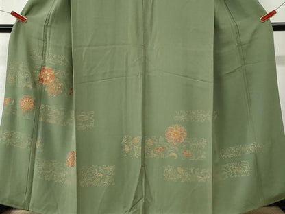 平和屋着物●訪問着　刺繍　短冊花唐草文　金彩　正絹　逸品　CABM3946yc