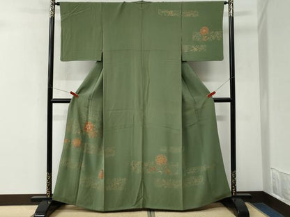 平和屋着物●訪問着　刺繍　短冊花唐草文　金彩　正絹　逸品　CABM3946yc