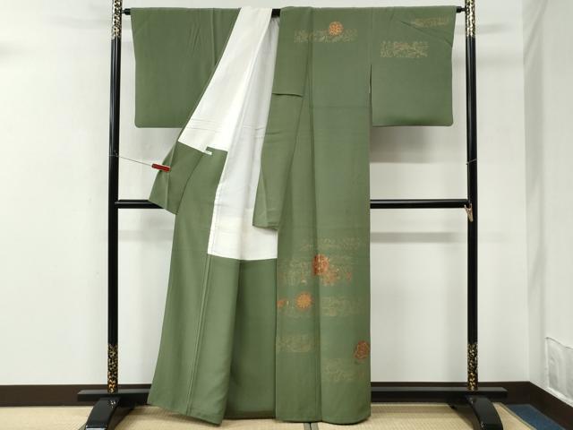 平和屋着物●訪問着　刺繍　短冊花唐草文　金彩　正絹　逸品　CABM3946yc