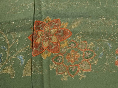 平和屋着物●訪問着　刺繍　短冊花唐草文　金彩　正絹　逸品　CABM3946yc