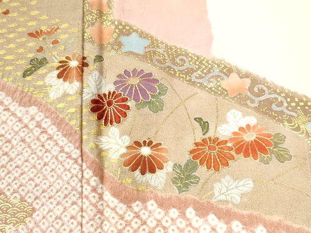 平和屋着物●訪問着　駒刺繍　絞り　花唐草文　金彩　正絹　逸品　未使用　CABM3949yc