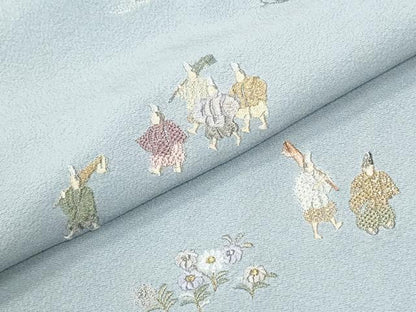 平和屋着物●訪問着　作家物　総刺繍　人物御所車花文　ラメ糸　正絹　逸品　CABM3950yc