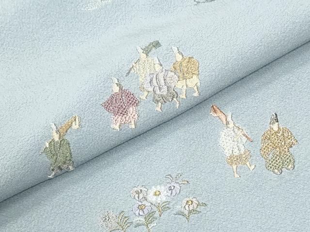 平和屋着物●訪問着　作家物　総刺繍　人物御所車花文　ラメ糸　正絹　逸品　CABM3950yc