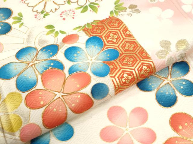 平和屋着物●豪華振袖　駒刺繍　源氏車舞花文　暈し染め　金彩　正絹　逸品　CABM3955yc