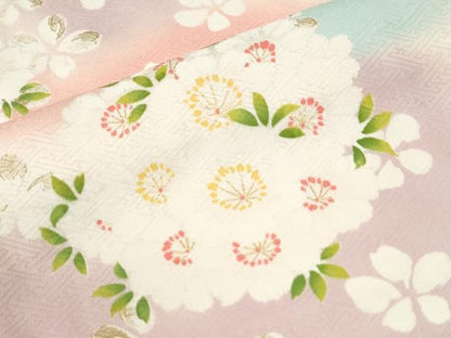 平和屋着物●豪華振袖　駒刺繍　源氏車舞花文　暈し染め　金彩　正絹　逸品　CABM3955yc