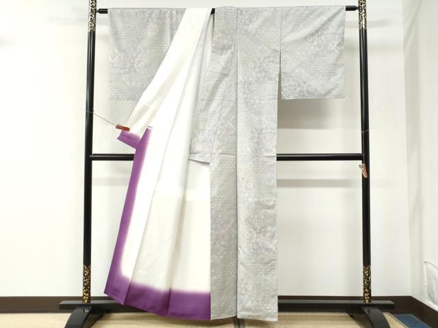 平和屋着物●本場大島紬　白大島　9マルキ　吉祥花唐草文　正絹　逸品　CABM3956yc