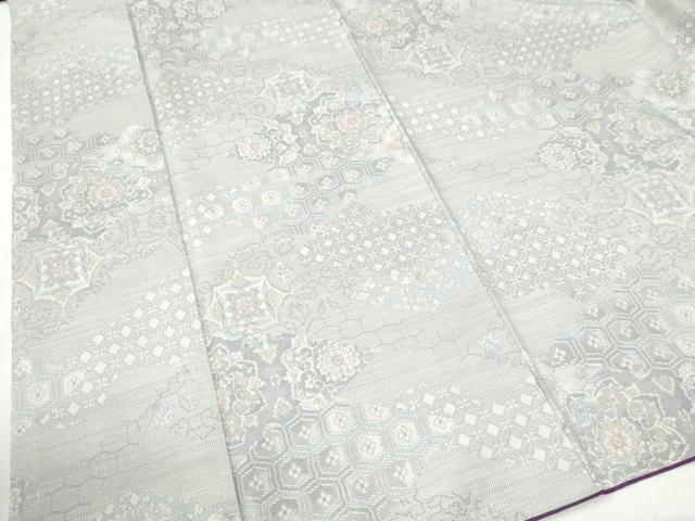 平和屋着物●本場大島紬　白大島　9マルキ　吉祥花唐草文　正絹　逸品　CABM3956yc