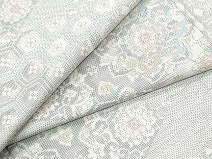 平和屋着物●本場大島紬　白大島　9マルキ　吉祥花唐草文　正絹　逸品　CABM3956yc