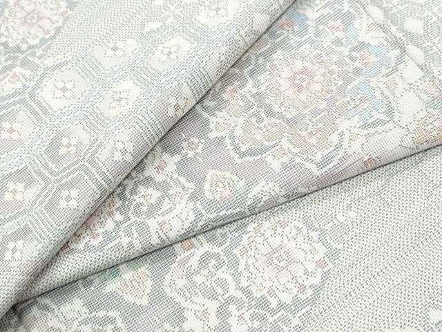 平和屋着物●本場大島紬　白大島　9マルキ　吉祥花唐草文　正絹　逸品　CABM3956yc