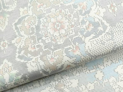 平和屋着物●本場大島紬　白大島　9マルキ　吉祥花唐草文　正絹　逸品　CABM3956yc