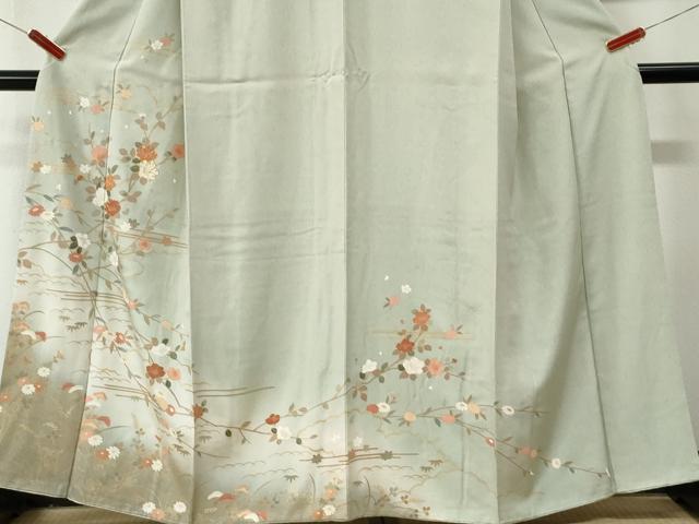 平和屋着物●訪問着　駒刺繍　枝花文　暈し染め　金彩　三越扱い　正絹　逸品　CABM3957yc