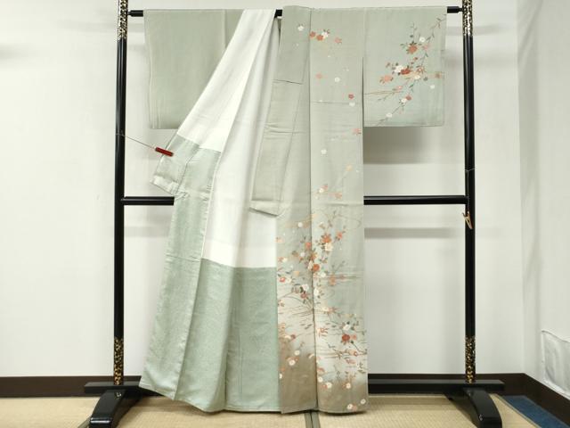 平和屋着物●訪問着　駒刺繍　枝花文　暈し染め　金彩　三越扱い　正絹　逸品　CABM3957yc