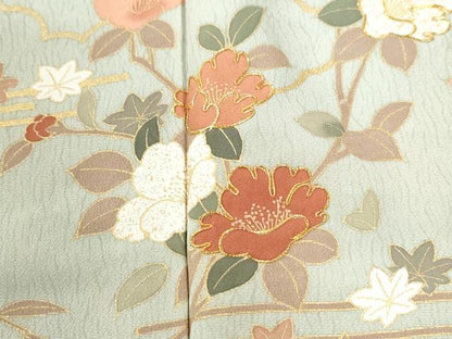平和屋着物●訪問着　駒刺繍　枝花文　暈し染め　金彩　三越扱い　正絹　逸品　CABM3957yc