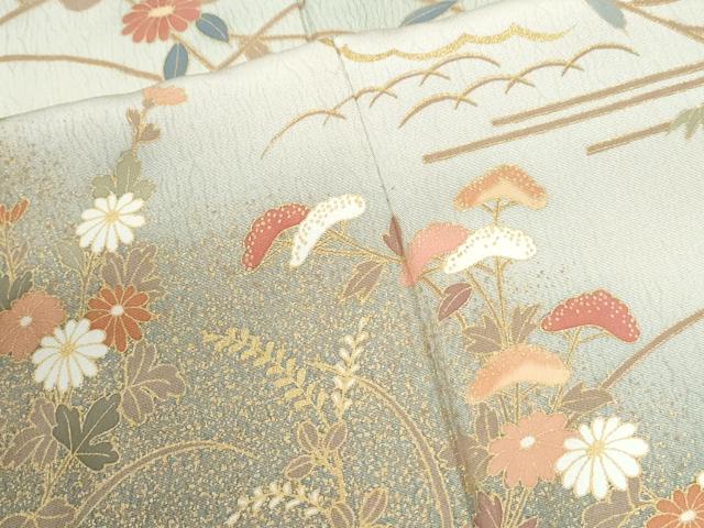 平和屋着物●訪問着　駒刺繍　枝花文　暈し染め　金彩　三越扱い　正絹　逸品　CABM3957yc
