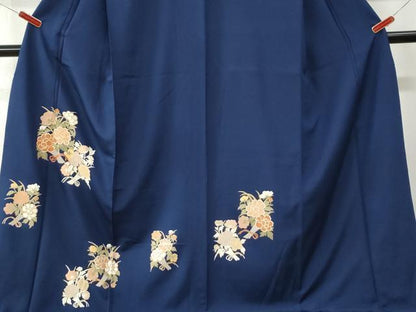 平和屋着物●訪問着　駒刺繍　花束文　金彩　三越扱い　ロング丈　正絹　逸品　CABM3958yc