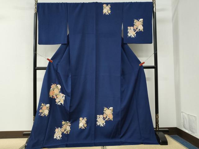 平和屋着物●訪問着　駒刺繍　花束文　金彩　三越扱い　ロング丈　正絹　逸品　CABM3958yc