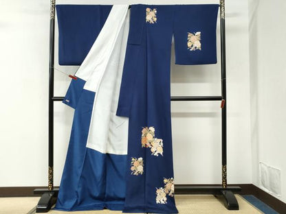 平和屋着物●訪問着　駒刺繍　花束文　金彩　三越扱い　ロング丈　正絹　逸品　CABM3958yc
