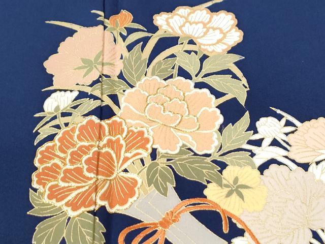 平和屋着物●訪問着　駒刺繍　花束文　金彩　三越扱い　ロング丈　正絹　逸品　CABM3958yc