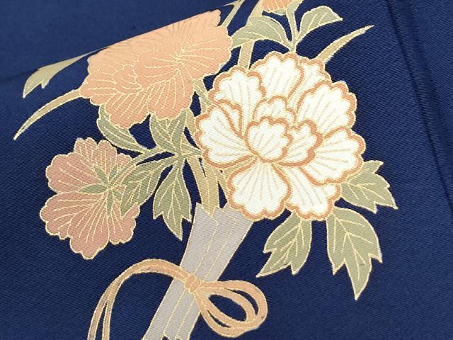 平和屋着物●訪問着　駒刺繍　花束文　金彩　三越扱い　ロング丈　正絹　逸品　CABM3958yc