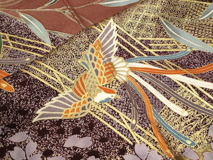 平和屋着物●豪華振袖　駒刺繍　渡り橋舞桜文　金彩　正絹　逸品　CABM3959yc