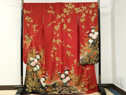 平和屋着物●豪華振袖　駒刺繍　籬菊花文　暈し染め　金彩　正絹　逸品　CABM3960yc