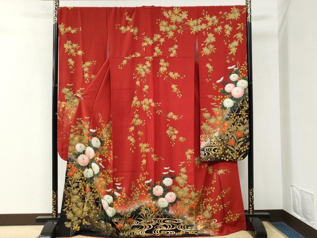 平和屋着物●豪華振袖　駒刺繍　籬菊花文　暈し染め　金彩　正絹　逸品　CABM3960yc