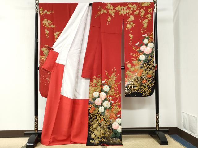 平和屋着物●豪華振袖　駒刺繍　籬菊花文　暈し染め　金彩　正絹　逸品　CABM3960yc