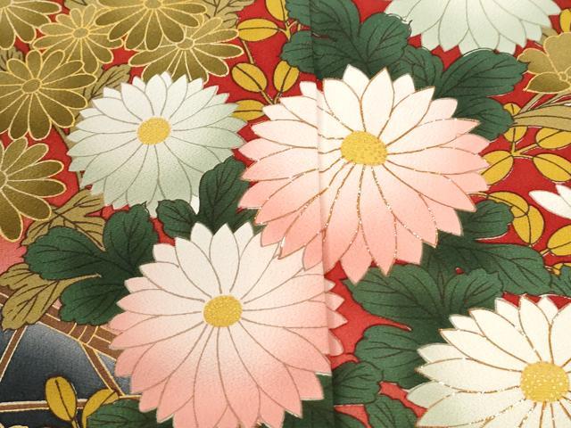 平和屋着物●豪華振袖　駒刺繍　籬菊花文　暈し染め　金彩　正絹　逸品　CABM3960yc