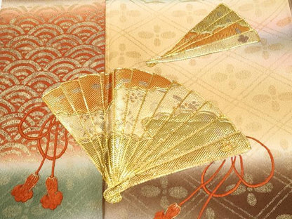 平和屋着物●豪華振袖　駒刺繍　檜扇吉祥花文　暈し染め　kinsna　正絹　逸品　CABM3961yc
