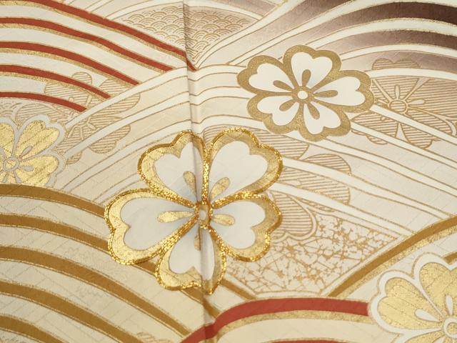 平和屋着物●豪華振袖　駒刺繍　立波舞桜文　暈し染め　金彩　正絹　逸品　CABM3964yc