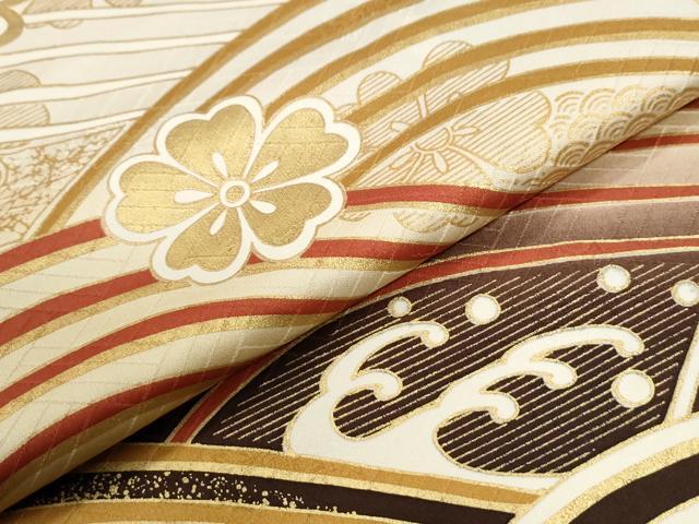 平和屋着物●豪華振袖　駒刺繍　立波舞桜文　暈し染め　金彩　正絹　逸品　CABM3964yc