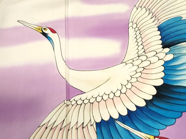 平和屋着物●豪華振袖　手描き　飛鶴文　暈し染め　正絹　逸品　CABM3965yc