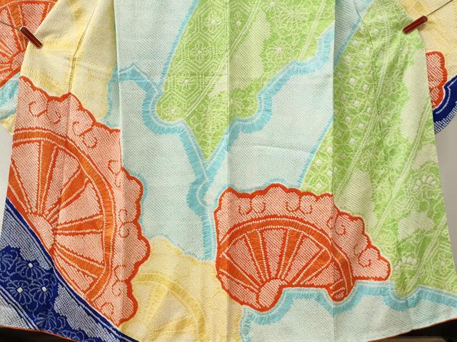 平和屋着物●豪華振袖　総絞り　源氏車花唐草文　正絹　逸品　CABM3966yc