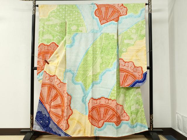 平和屋着物●豪華振袖　総絞り　源氏車花唐草文　正絹　逸品　CABM3966yc