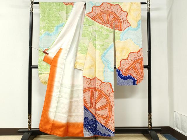 平和屋着物●豪華振袖　総絞り　源氏車花唐草文　正絹　逸品　CABM3966yc