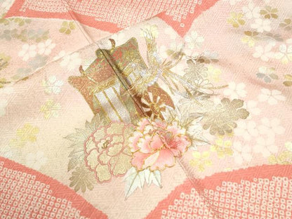 平和屋着物●豪華振袖　駒刺繍　絞り　鳳凰御所車牡丹花文　金銀彩　やまと誂製　正絹　逸品　CABM3968yc