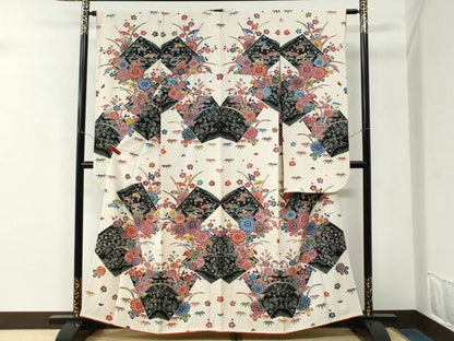 平和屋着物●豪華振袖　型染め　冊子松竹梅花文　松坂屋扱い　正絹　逸品　CABM3974yc