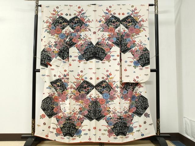 平和屋着物●豪華振袖　型染め　冊子松竹梅花文　松坂屋扱い　正絹　逸品　CABM3974yc