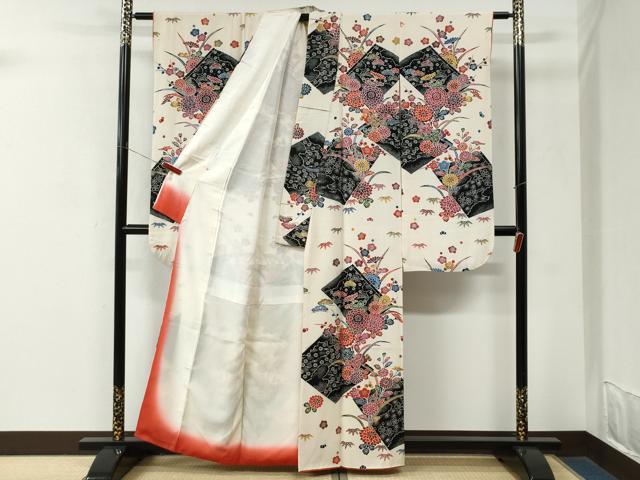 平和屋着物●豪華振袖　型染め　冊子松竹梅花文　松坂屋扱い　正絹　逸品　CABM3974yc