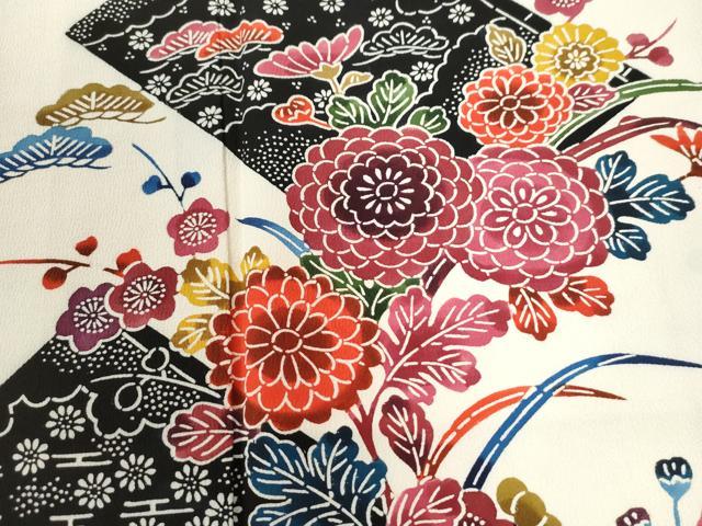 平和屋着物●豪華振袖　型染め　冊子松竹梅花文　松坂屋扱い　正絹　逸品　CABM3974yc