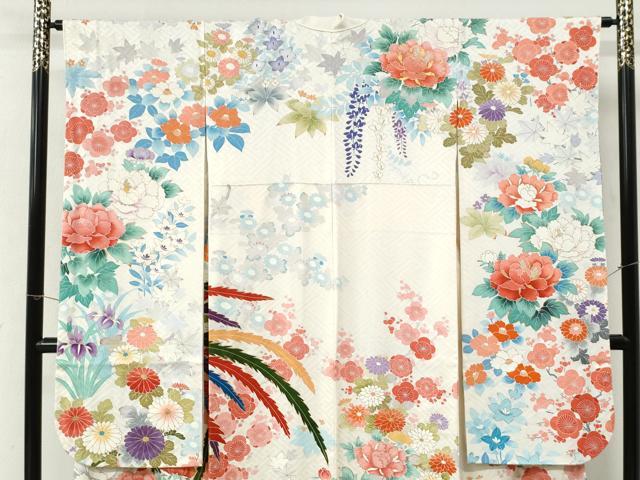 平和屋着物●豪華振袖　駒刺繍　鳳凰牡丹花文　金彩　正絹　逸品　CABM3976yc