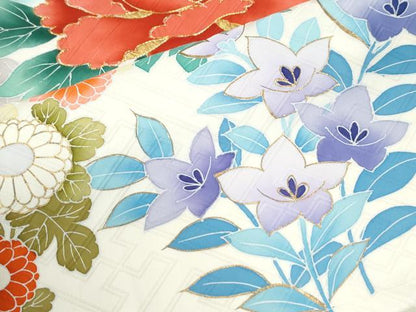 平和屋着物●豪華振袖　駒刺繍　鳳凰牡丹花文　金彩　正絹　逸品　CABM3976yc