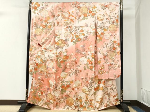 平和屋着物●豪華振袖　駒刺繍　雪輪吉祥草花文　暈し染め　金彩　正絹　逸品　CABM3978yc