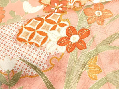 平和屋着物●豪華振袖　駒刺繍　雪輪吉祥草花文　暈し染め　金彩　正絹　逸品　CABM3978yc