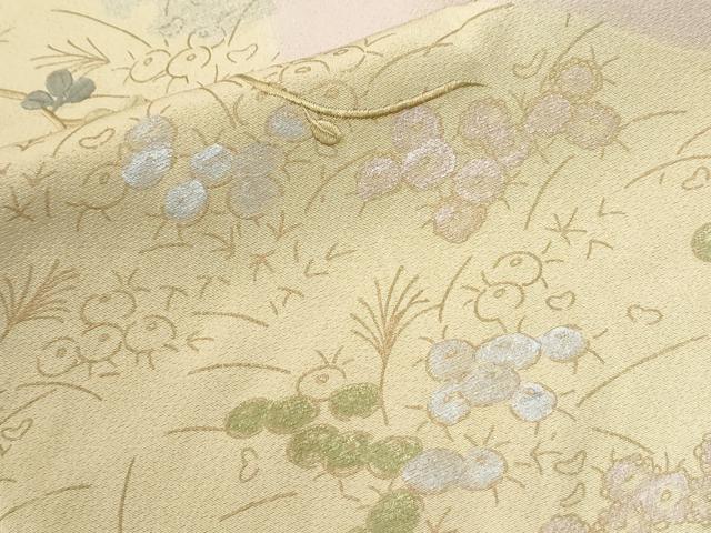 平和屋着物●訪問着　駒刺繍　万寿菊草花文　金彩　正絹　逸品　CABM3979yc