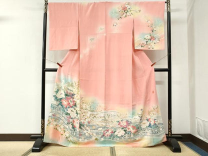 平和屋着物●訪問着　友禅　作家物　竜田川牡丹花松文　暈し染め　そごう扱い　正絹　逸品　CABM3980yc